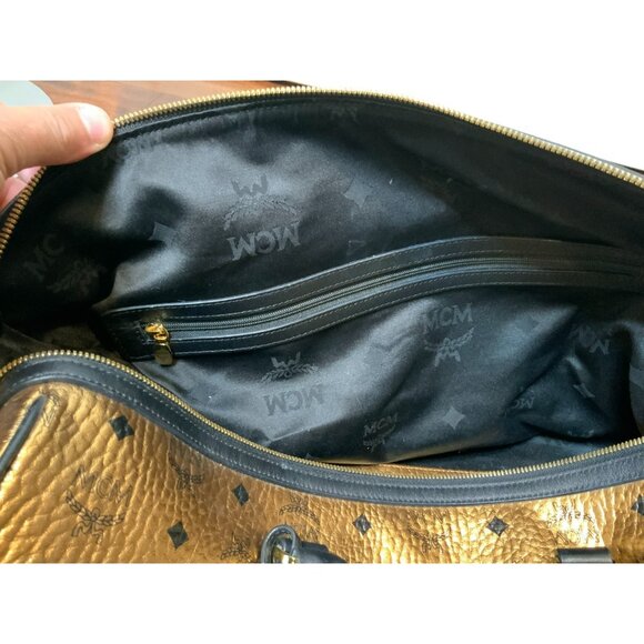 MCM Authentic Ottomar Weekender Bag Copper Gold Metallic Logo Monogram Unisex - Picture 11 of 12